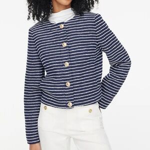 NWT J. CREW Tweed Lady Jacket Antique Navy Ivory Stripe